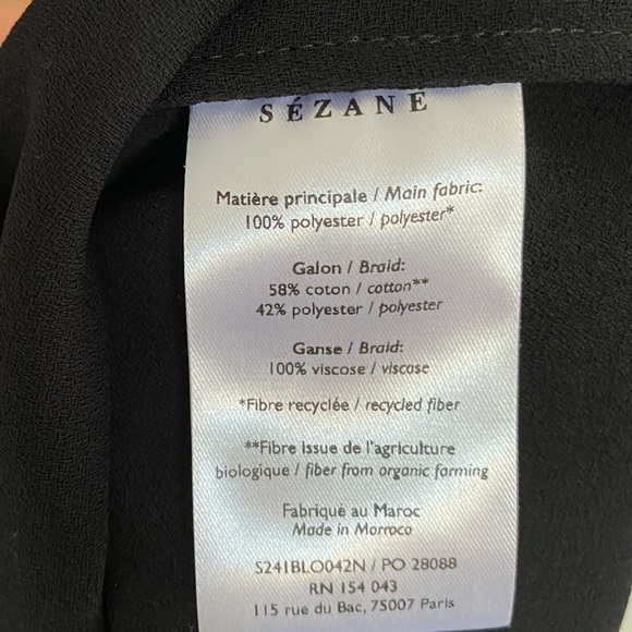 Sezane Black V-Neck Top - Picture 4 of 4